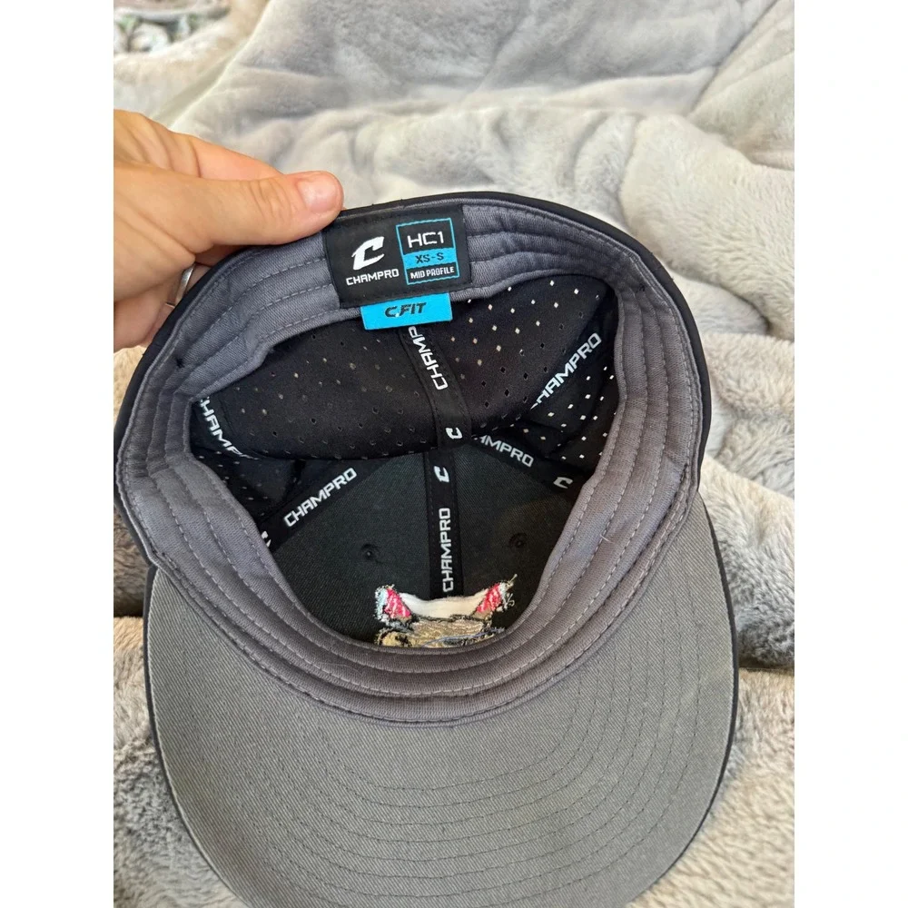 Champro HC1 Mid Profile Baseball Hat Black Kids XS-S C-FIT Embroidered Graphic